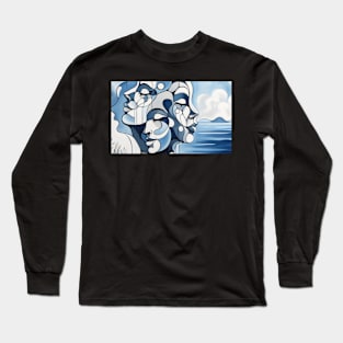 Overlapping faces, art deco Long Sleeve T-Shirt